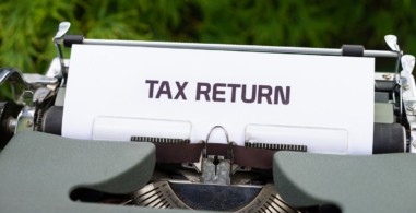 Tax return on a typewriter